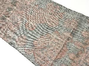 手織り真綿紬草花模様織出し名古屋帯